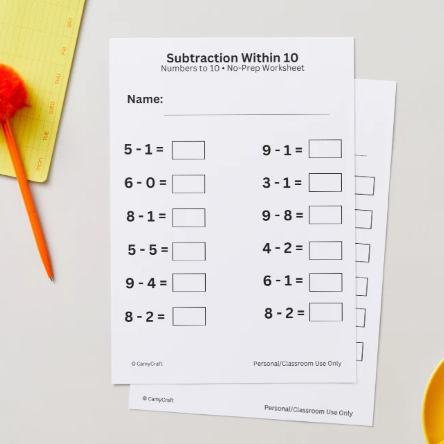 Subtraction Within 10 Worksheets PDF | 10 Printable Pages | Kindergarten & Year 1