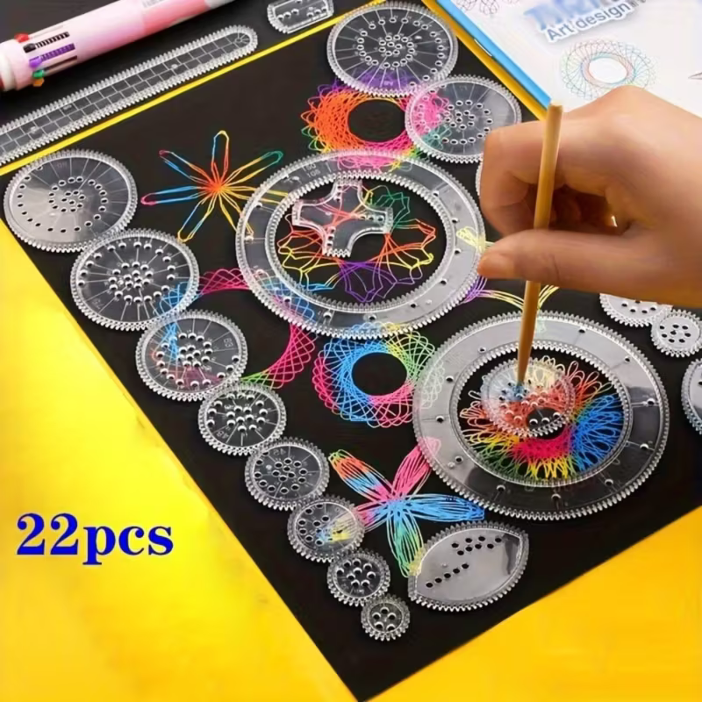 22pcs Multifunctional Geometric Drawing Ruler Set | Spiral Template | Magic Drawing Tool